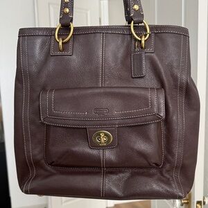 Vintage Coach Dark Brown Leather Shoulder Bag